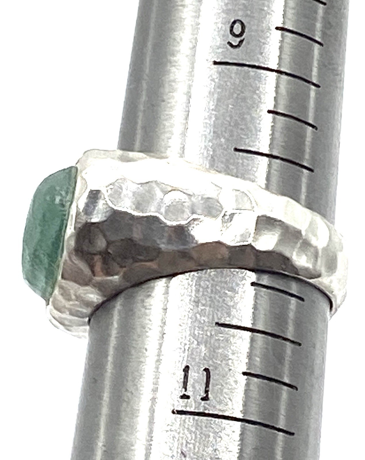 Israel Hammered Sterling Silver / 925 Blue Stone Ring Size 10
