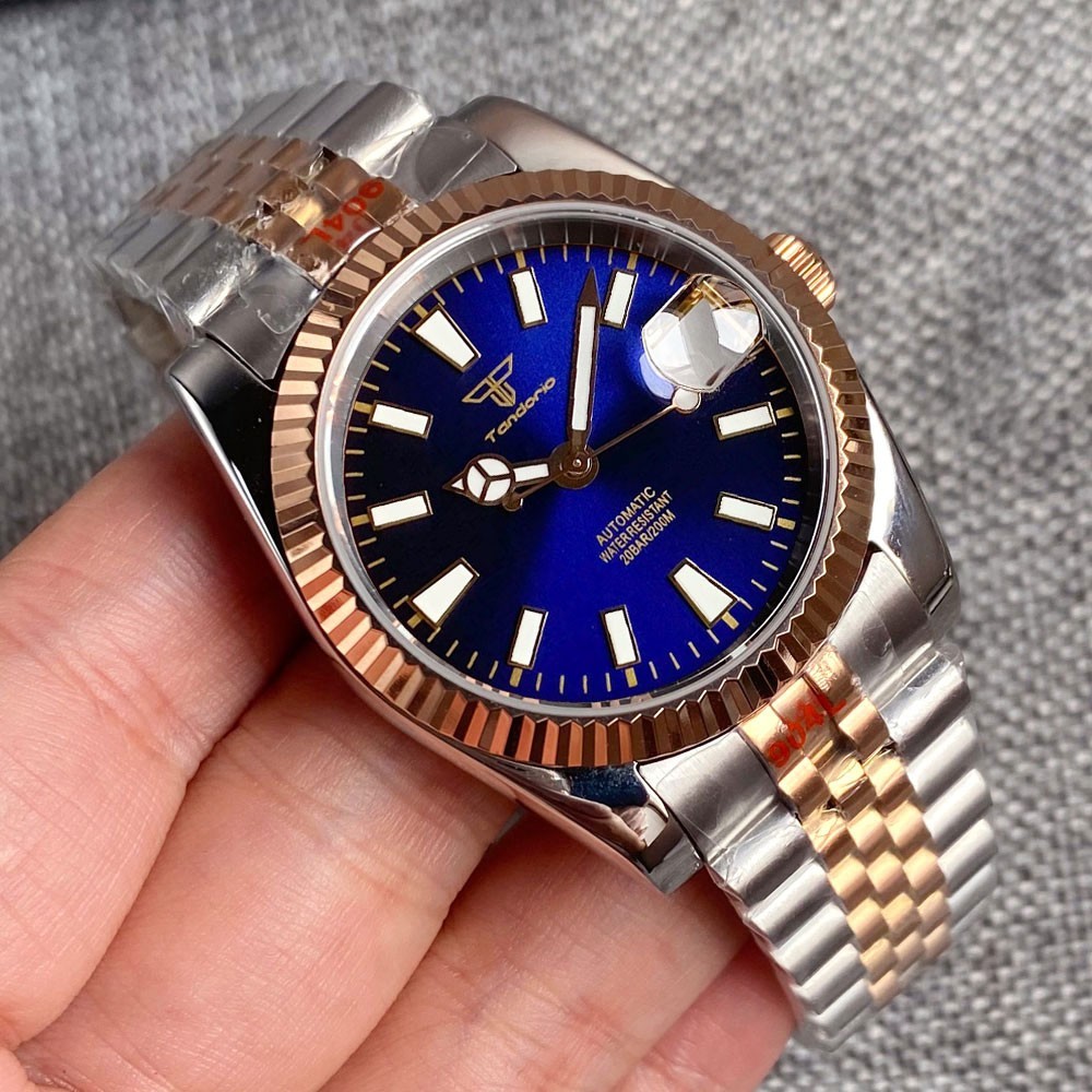 Tandorio 39mm Two-tone Sapphire 20ATM Luminous Automatic Japan NH35 Men Watch