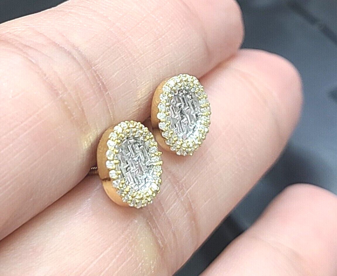 DEAL! 0.40CTW NATURAL ROUND BAGUETTES DIAMOND CLUSTER STUDS EARRINGS 8.8MM