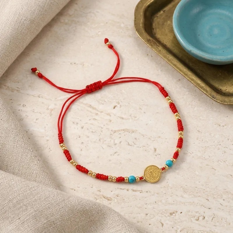 Round Beading Drawstring Bracelet For Women With Copper Rope Chain new design