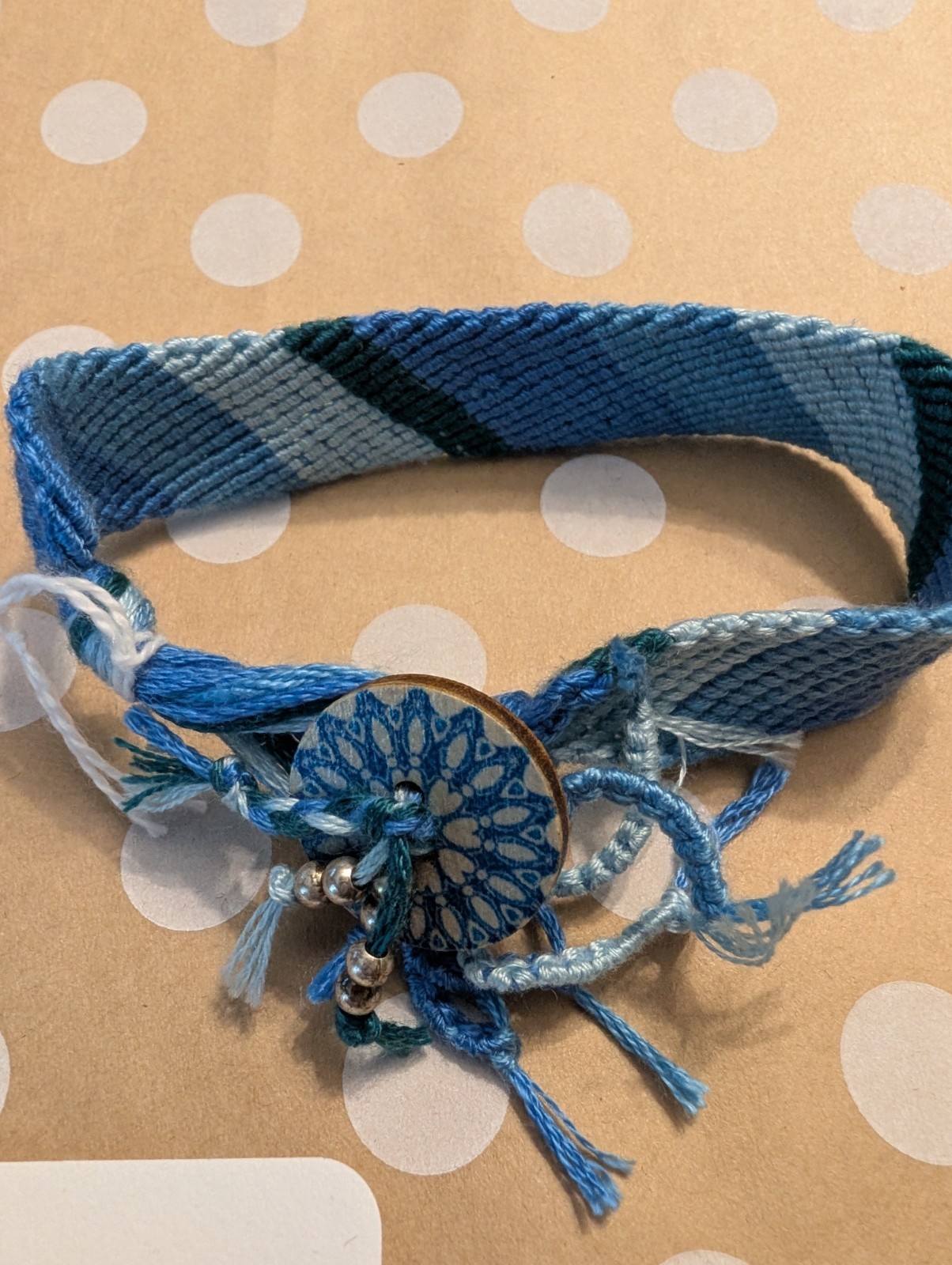 Handmade Friendship Bracelet Woven Boho Beaded Button Closure