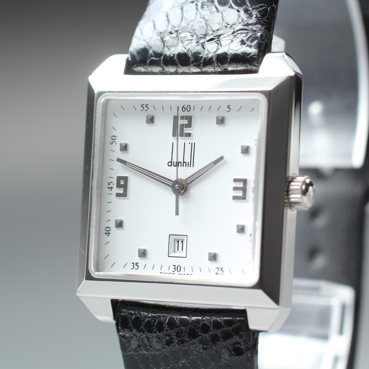 [N Mint++] Dunhill Cityscape 8005 White Dial Square 27mm Men’s Quartz Watch #357