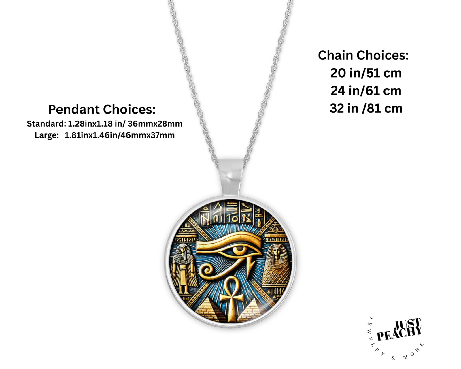 Egyptian Eye of the Pharoah Bronze Silver Jewelry Necklace Set