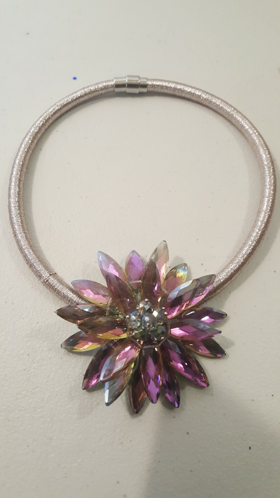 Shades of Purple Iridescent Flower Burst Statement Necklace