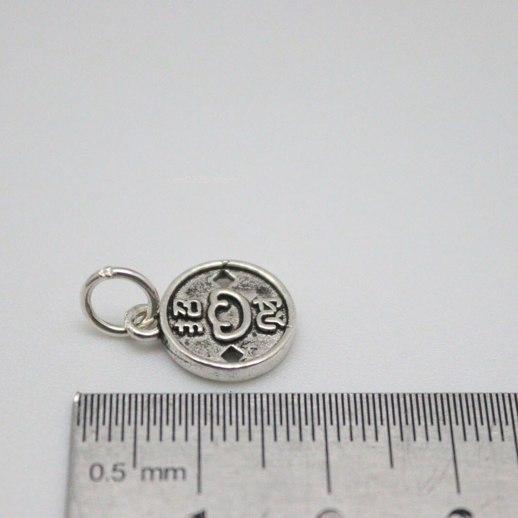 Real 925 Sterling Silver Women Men Lucky Coin Pendant 17*11mm /1.61g Gift