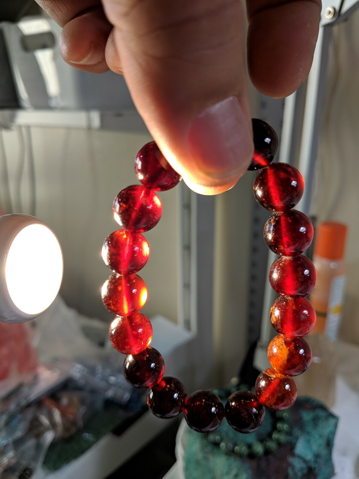 Hessonite GARNET bead bracelet MEN Stretch 12mm 7 7.5 8 8.5 inch