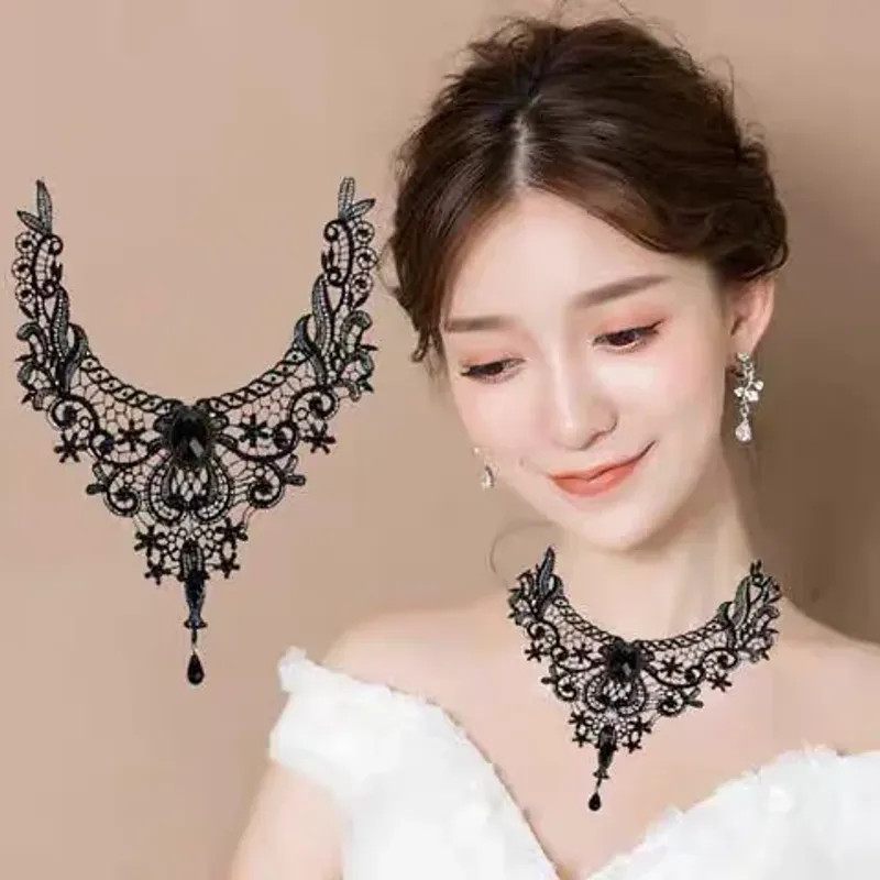 Korean Fashion Velvet Choker Necklace for Women Vintage Sexy Lace Necklace with