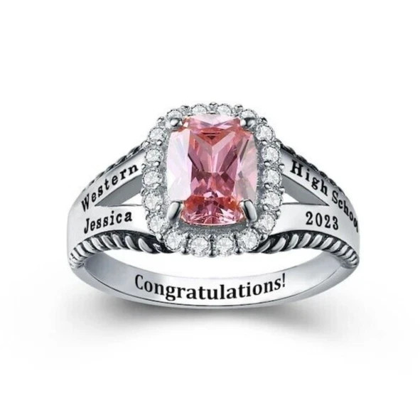 Personalized High School Class Ring Gift For Women’s Style Collection 925 Silver