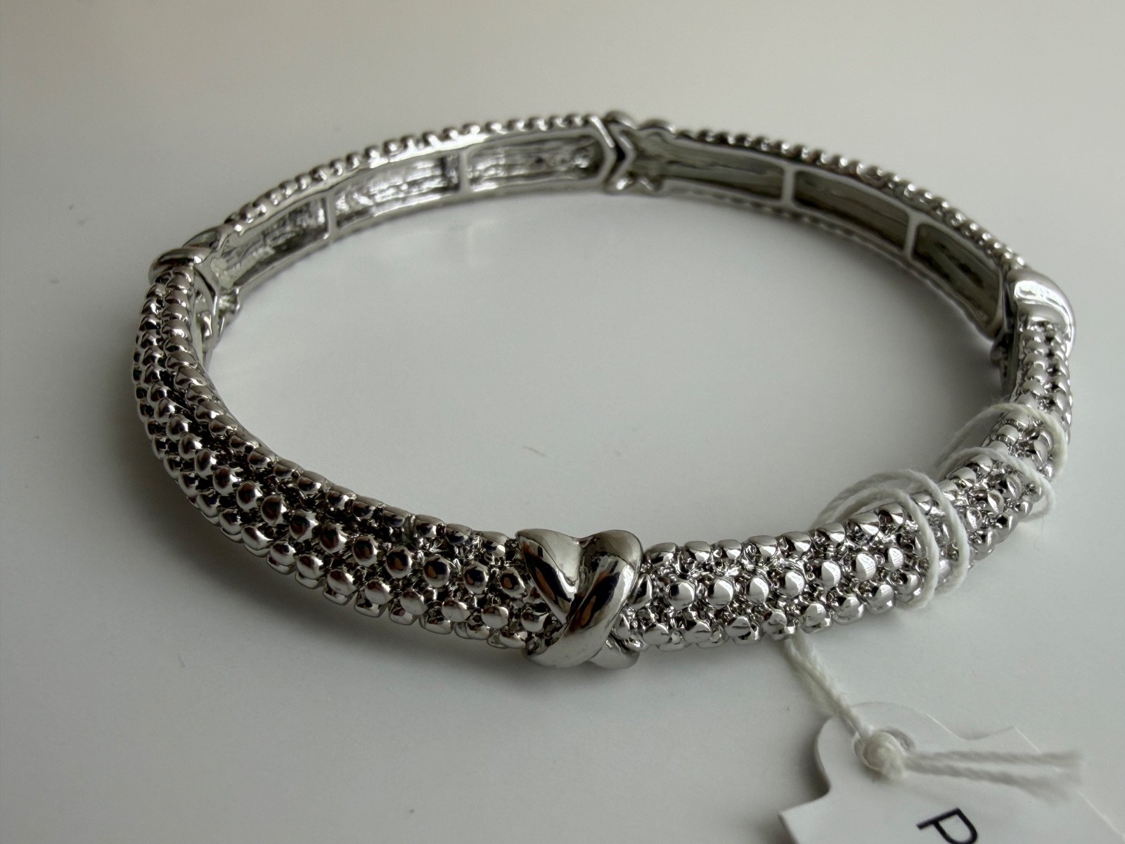 Park Lane Jewelry ~ RICA ~ Silver Tone Bangle Bracelet ~ Stretch To Fit ~ NWT