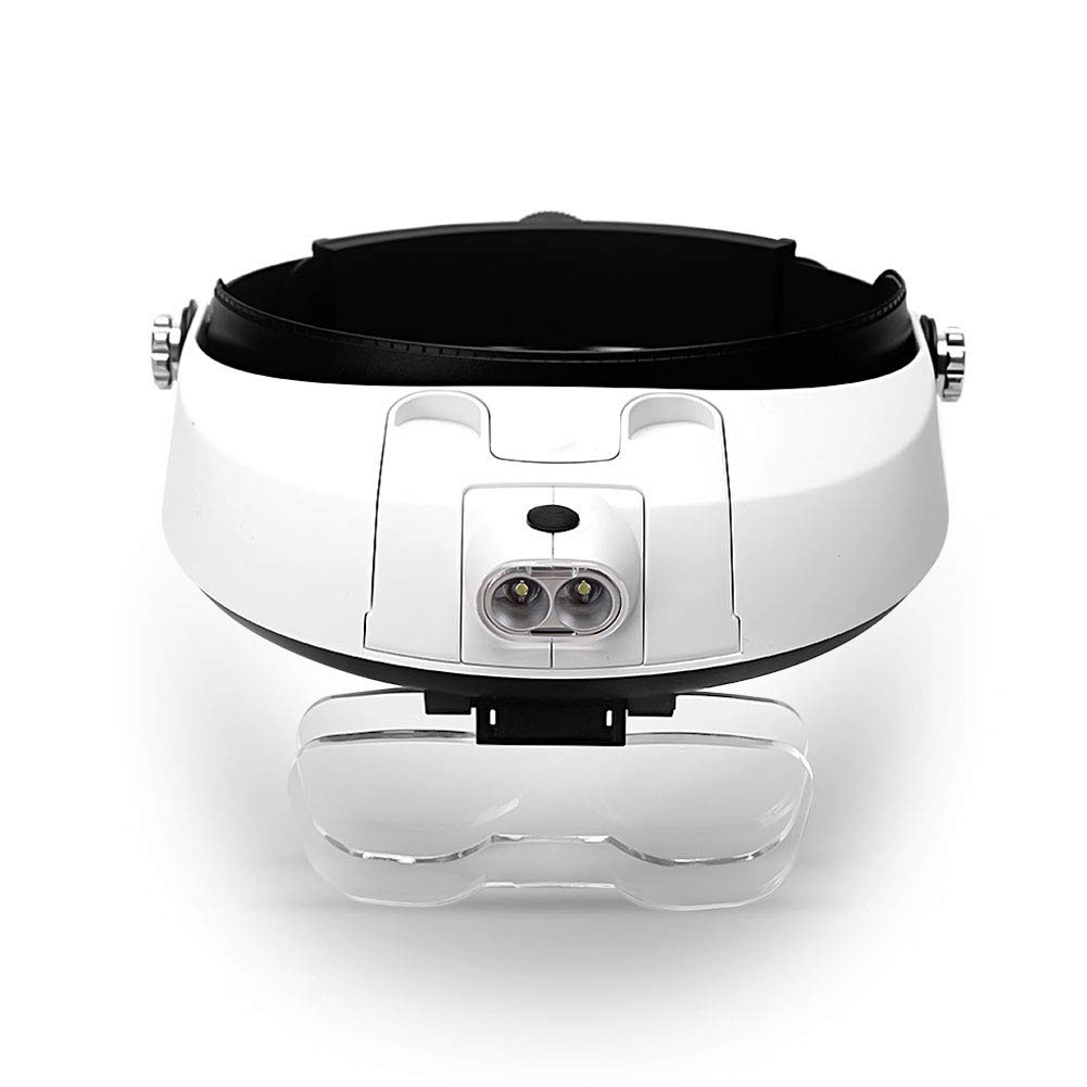 1X to 6X Headband Magnifier, Head Mount Magnifying Glass with Light for Close…