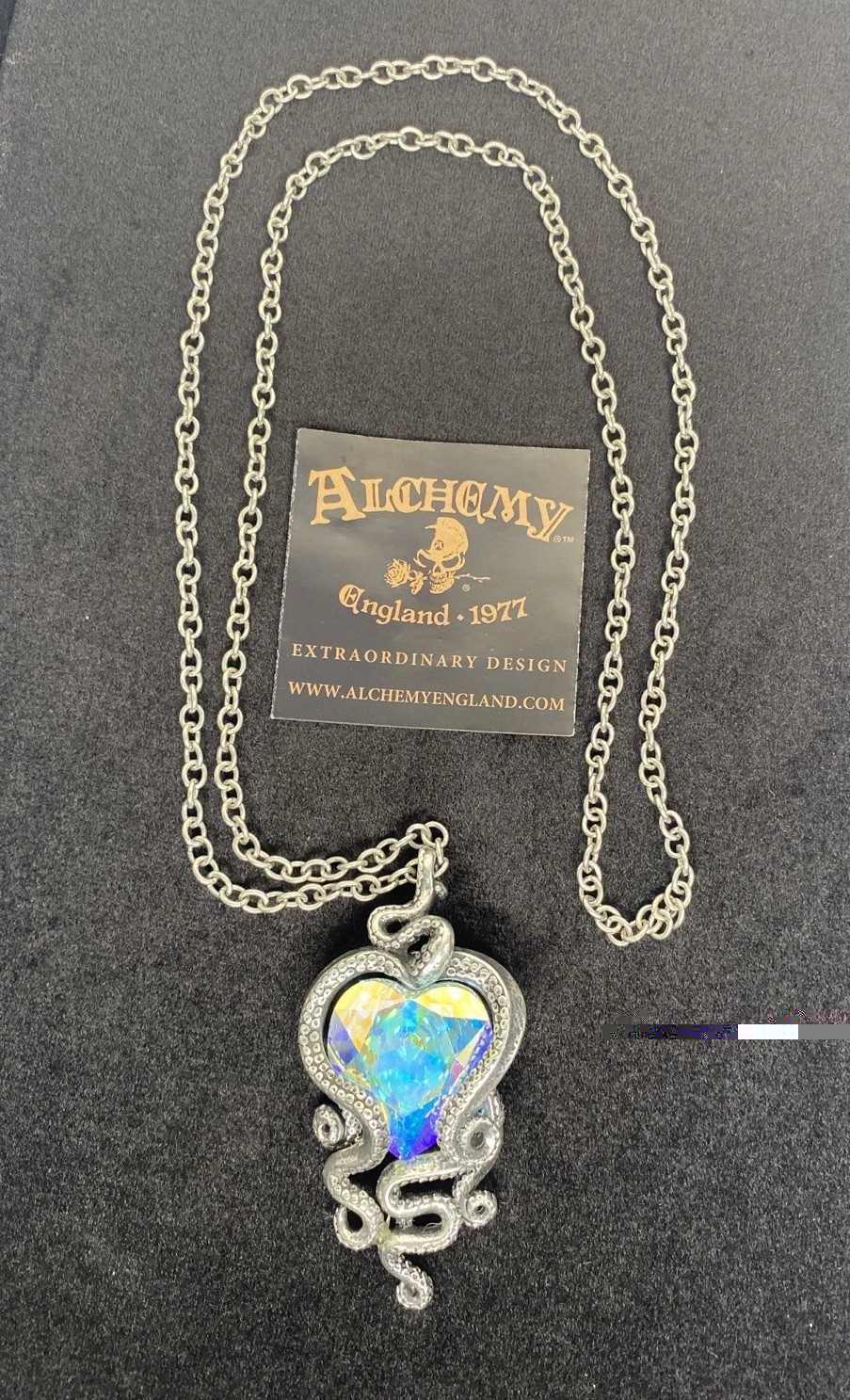 Alchemy England Pewter Gothic Cthulhu Heart Crystal Octopus Pendant