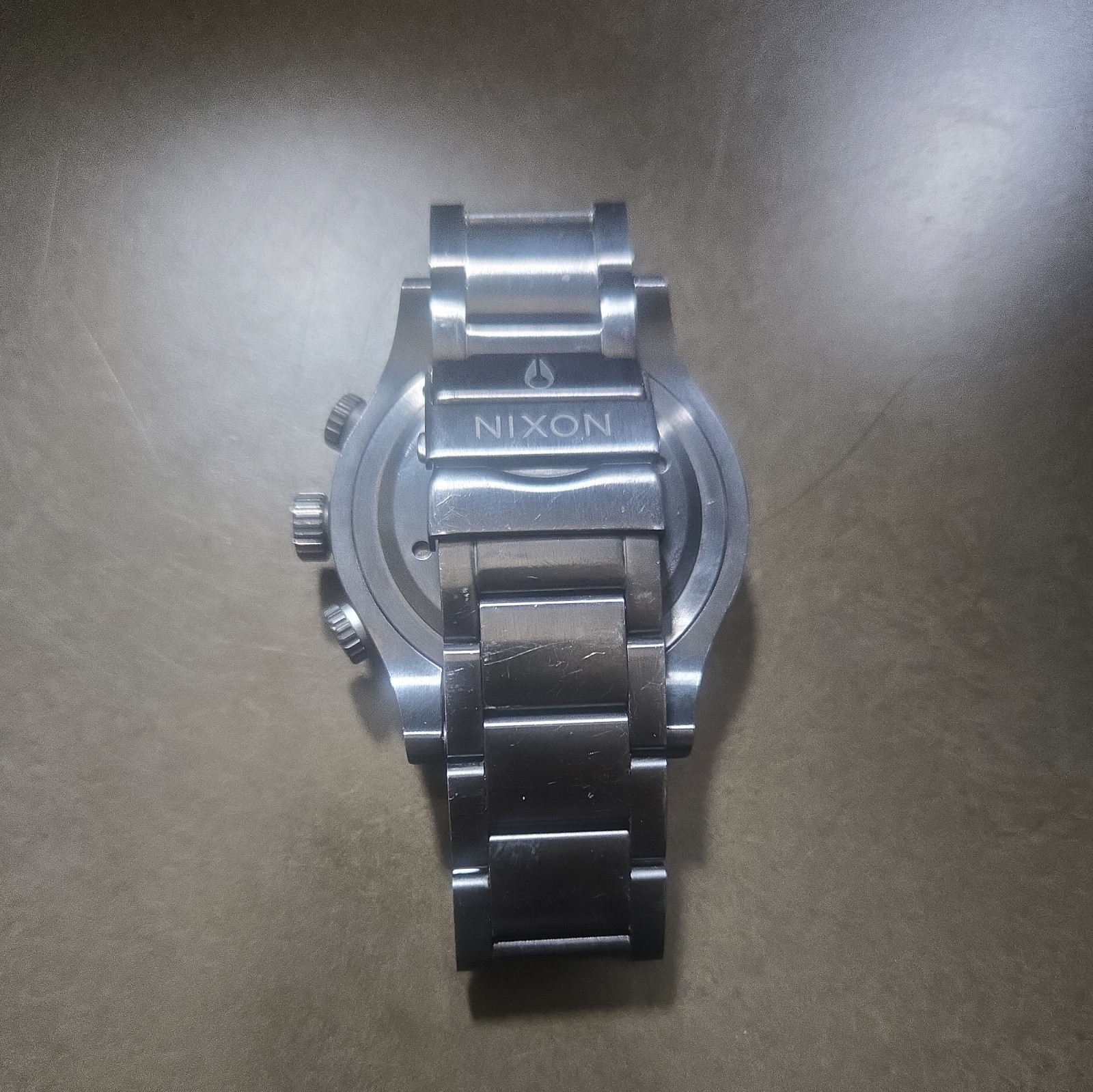 NIXON THE 48-20 CHRONO Gunmetal Chronograph Black Stainless An 200M – good cond