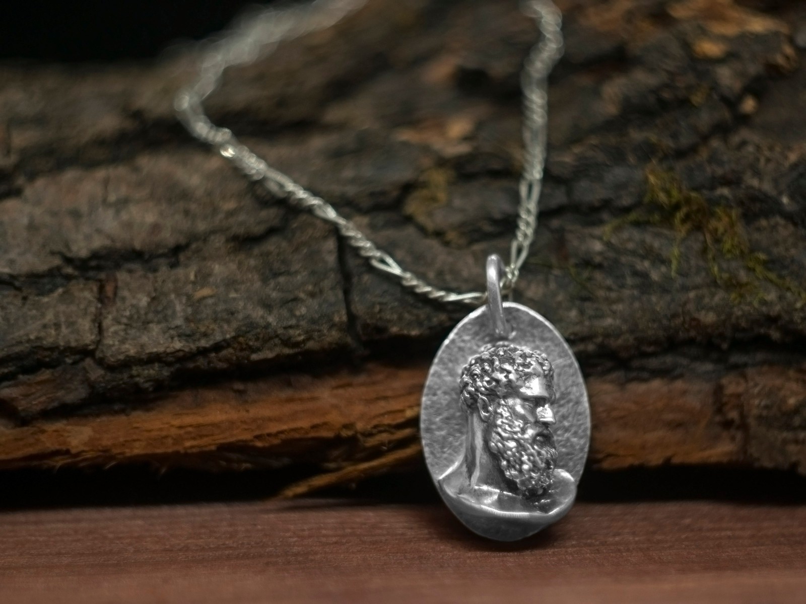 Heracles Bronze/Silver Necklace, Hercules Myths Pendant, Ancient Greek Jewelry