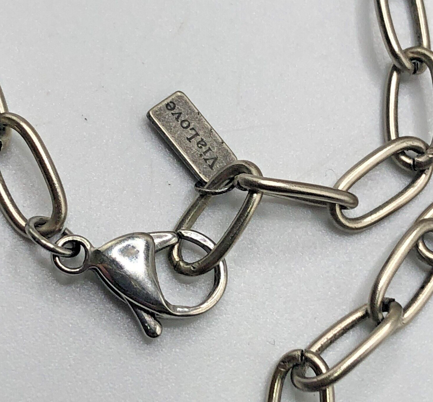 Silver Tone Via Love Paperclip Chain With Paper Clip Accent