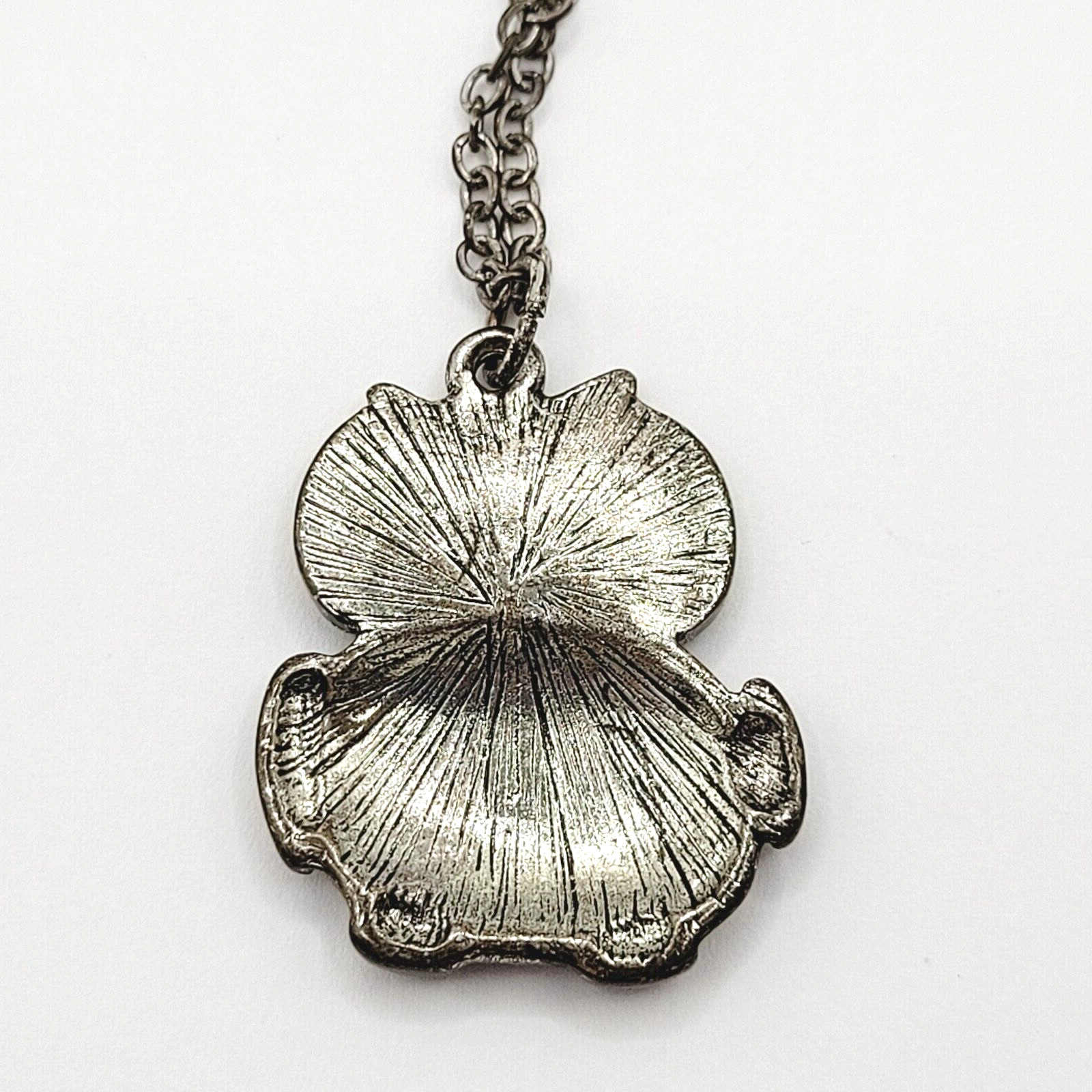 Owl Wise Old Silver Tone Metal and Enamel Vintage Small Pendant Necklace 19 Inch