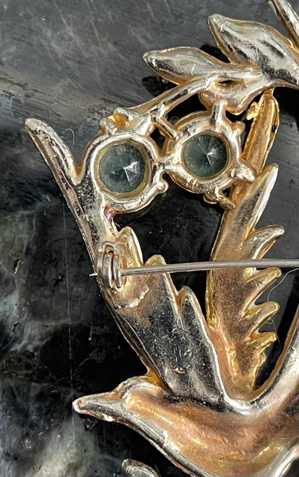 1940s Bird Of Paradise Eden Brooch Pot Metal Enamel Rhinestone Missing 3 Stones