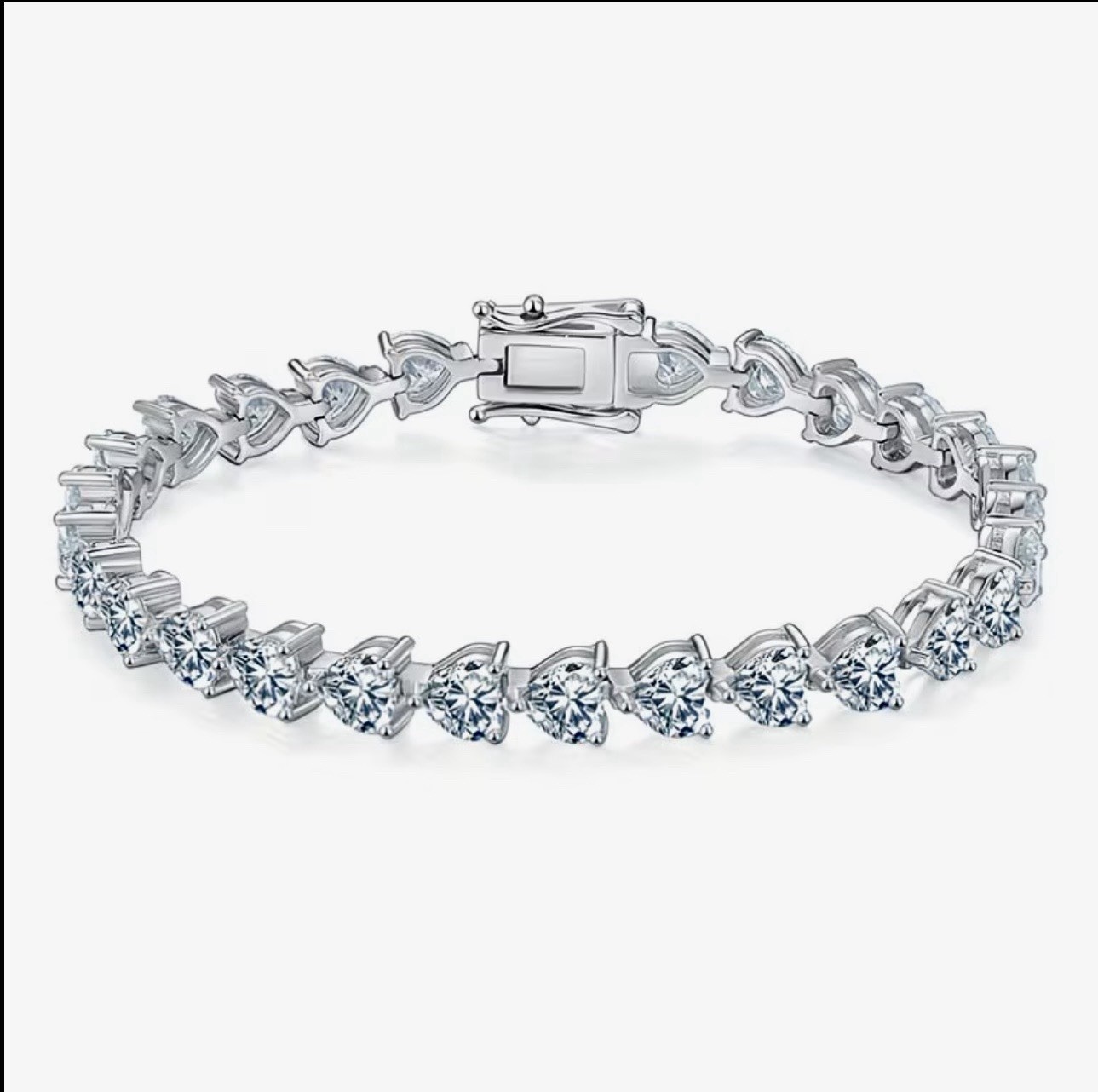 16 CTW Natural Moissanite Heart Bracelet VVS1 D Clarity