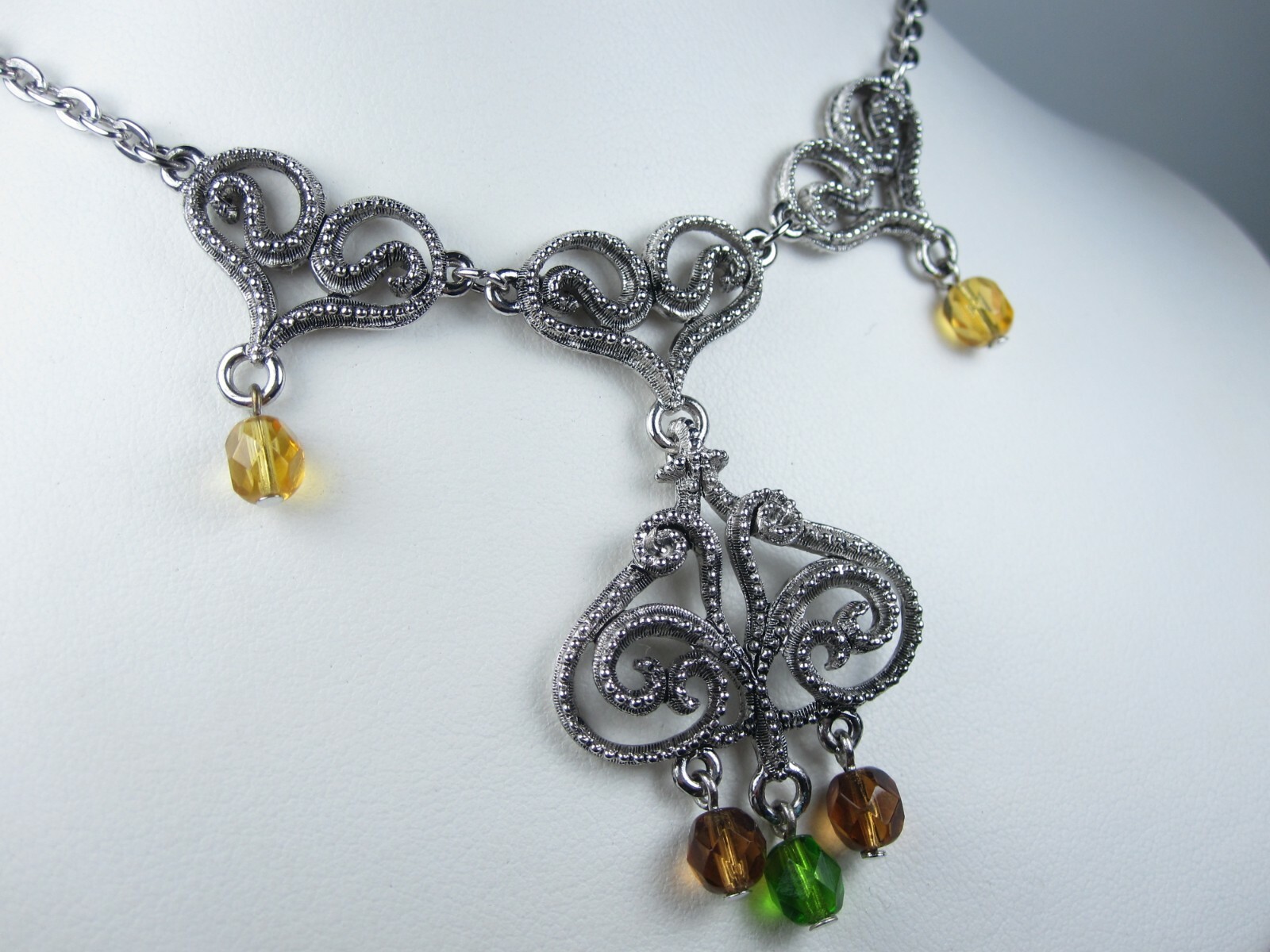 D’Orlan Rhodium Plated Necklace with Swarovski Crystals 16-18″ Length 2858