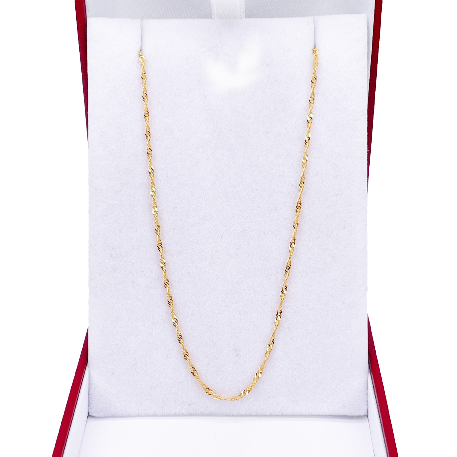 22ct Gold Twisted Chain Lightweight Fancy Ripple Necklace 16 Inches 1mm Width