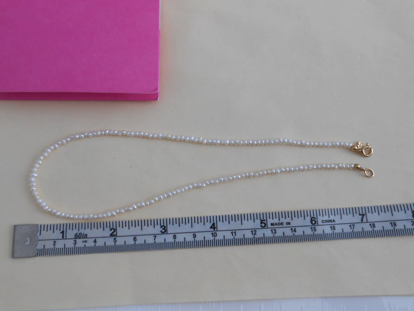 Tous 18k gold plating over silver 2mm Pearl Choker Necklace 38cm =15″