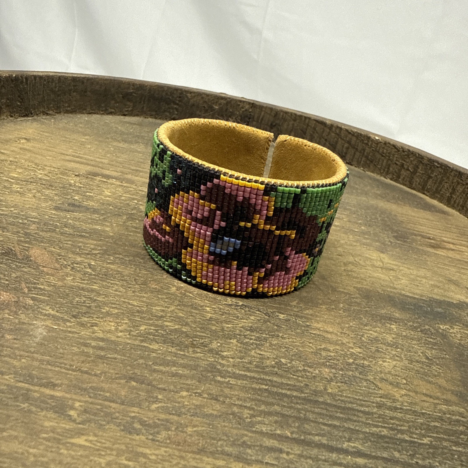 Fabulous Seed Beaded Cuff Bracelet Flower Design