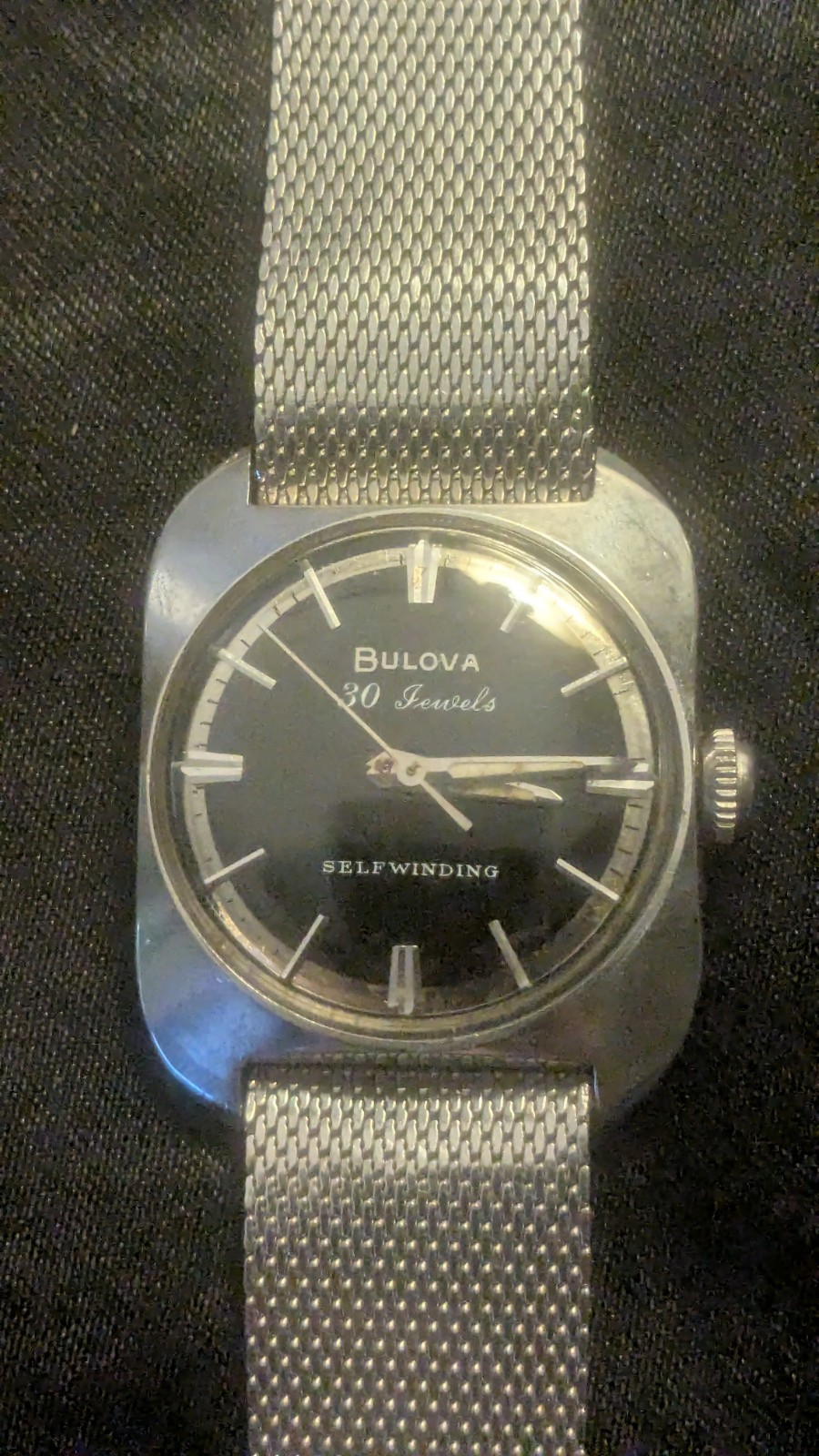 BULOVA M5 30 JEWELS MEN’S STAINLESS STEEL SELF WINDING WRISTWATCH WITH BAND 1965