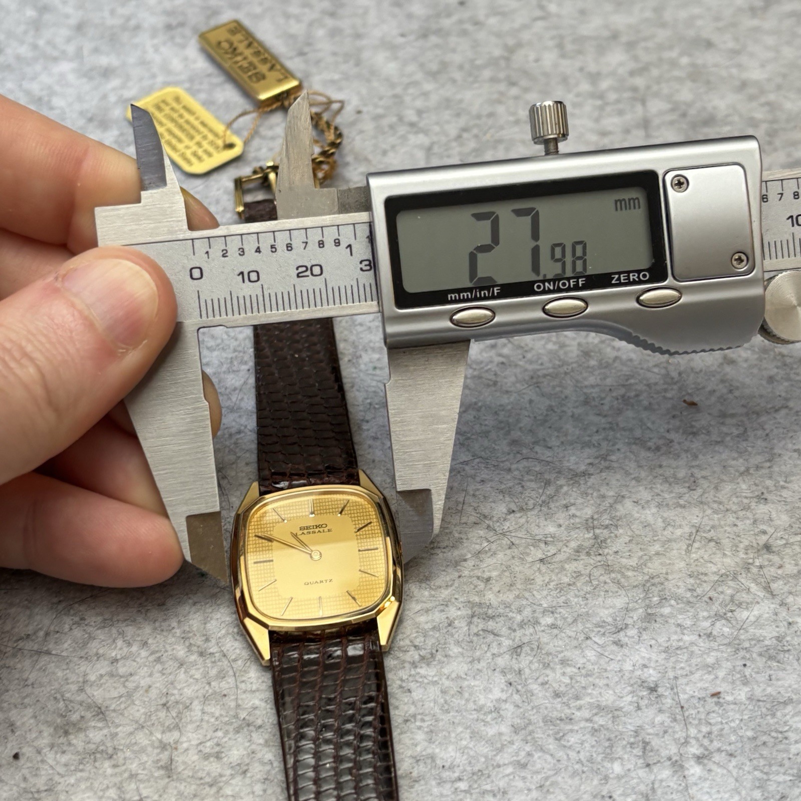 NOS Neo Vintage Seiko Lassale Tank Watch Men 28mm Gold Tone 6020-5839 – New Bat