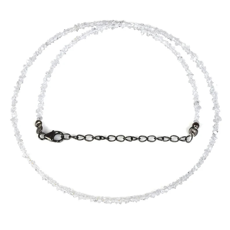 Natural Herkimer Diamond Quartz Beaded Handmade Necklace 925 Sterling Silver