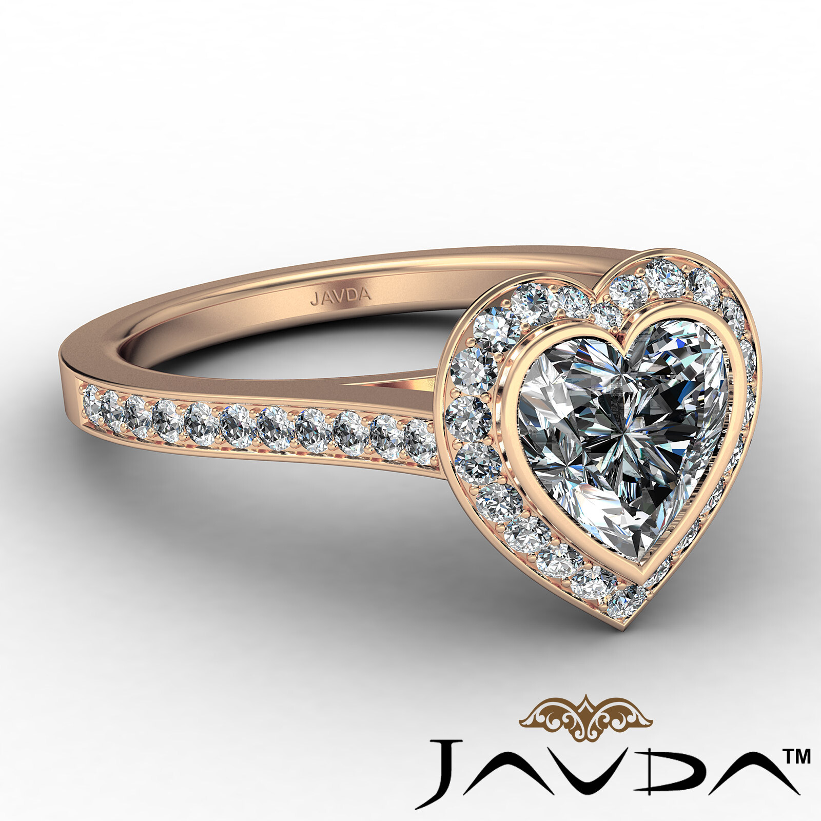 Halo Bezel Set Heart Diamond Engagement Ring GIA I Color & VS2 clarity 1.47 ctw