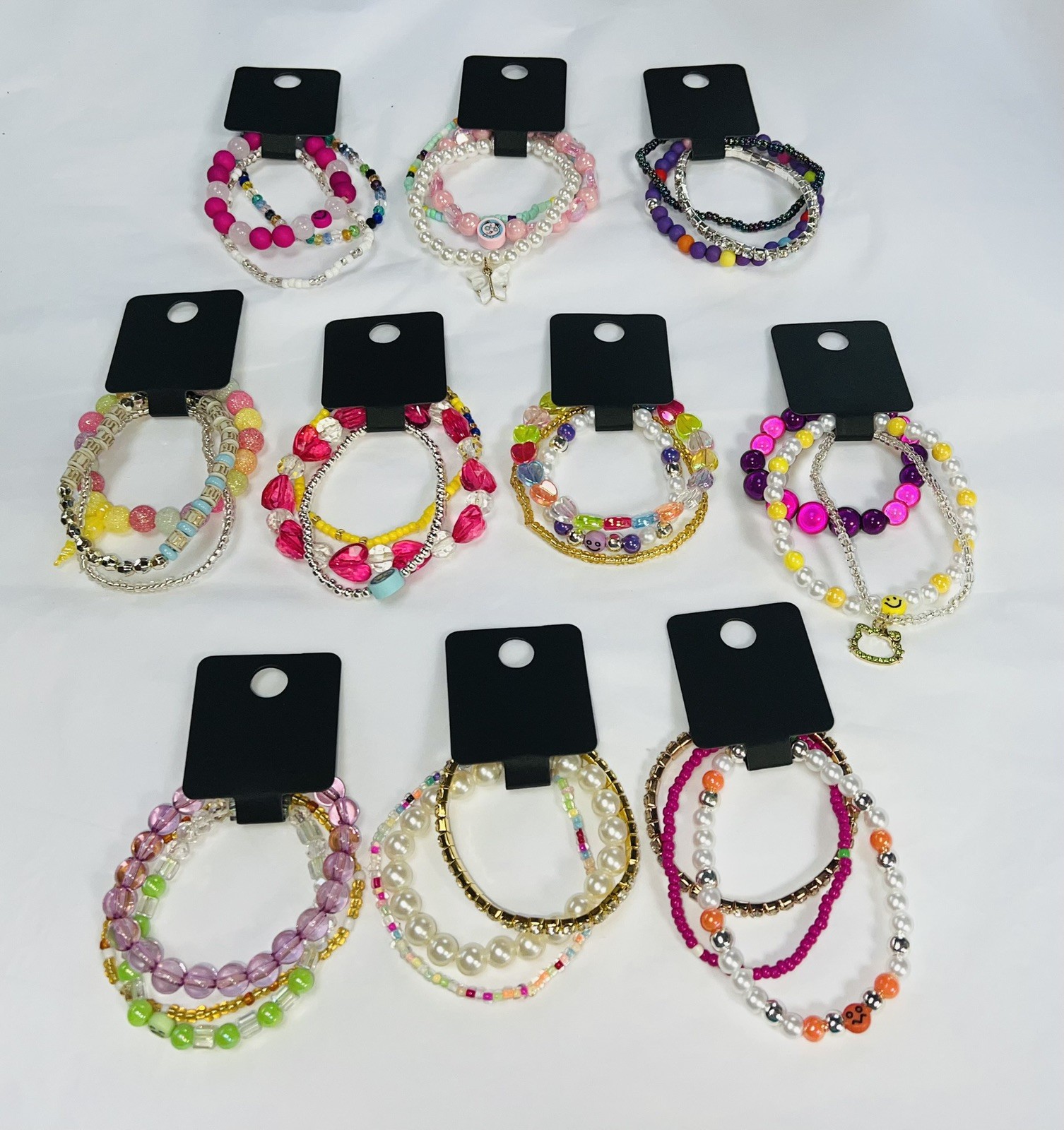 30 x Handmade Pretty Kids & Teens BRACELETS Party Bags 10 Packs Of 3 Z
