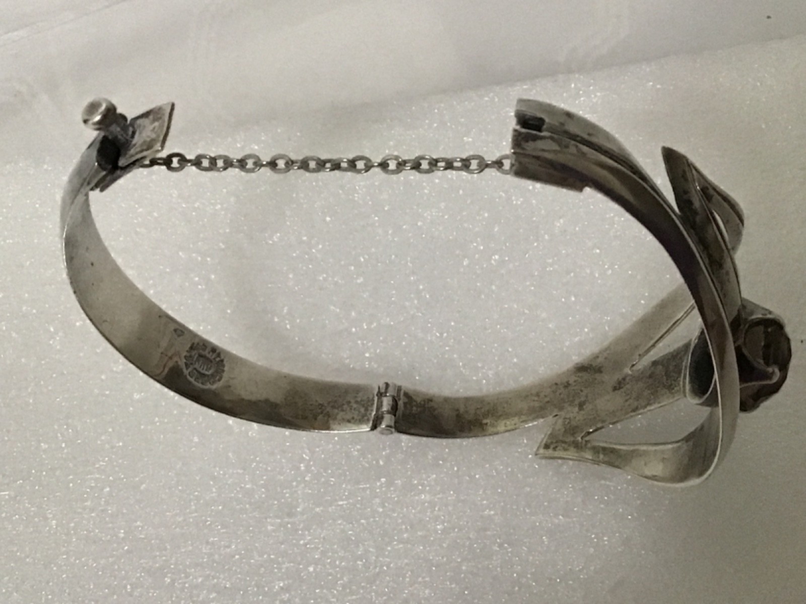 Taxco sterling silver 925 cuff hinged bangle fits 7.5″ wrist,,, 50g. , Mexico