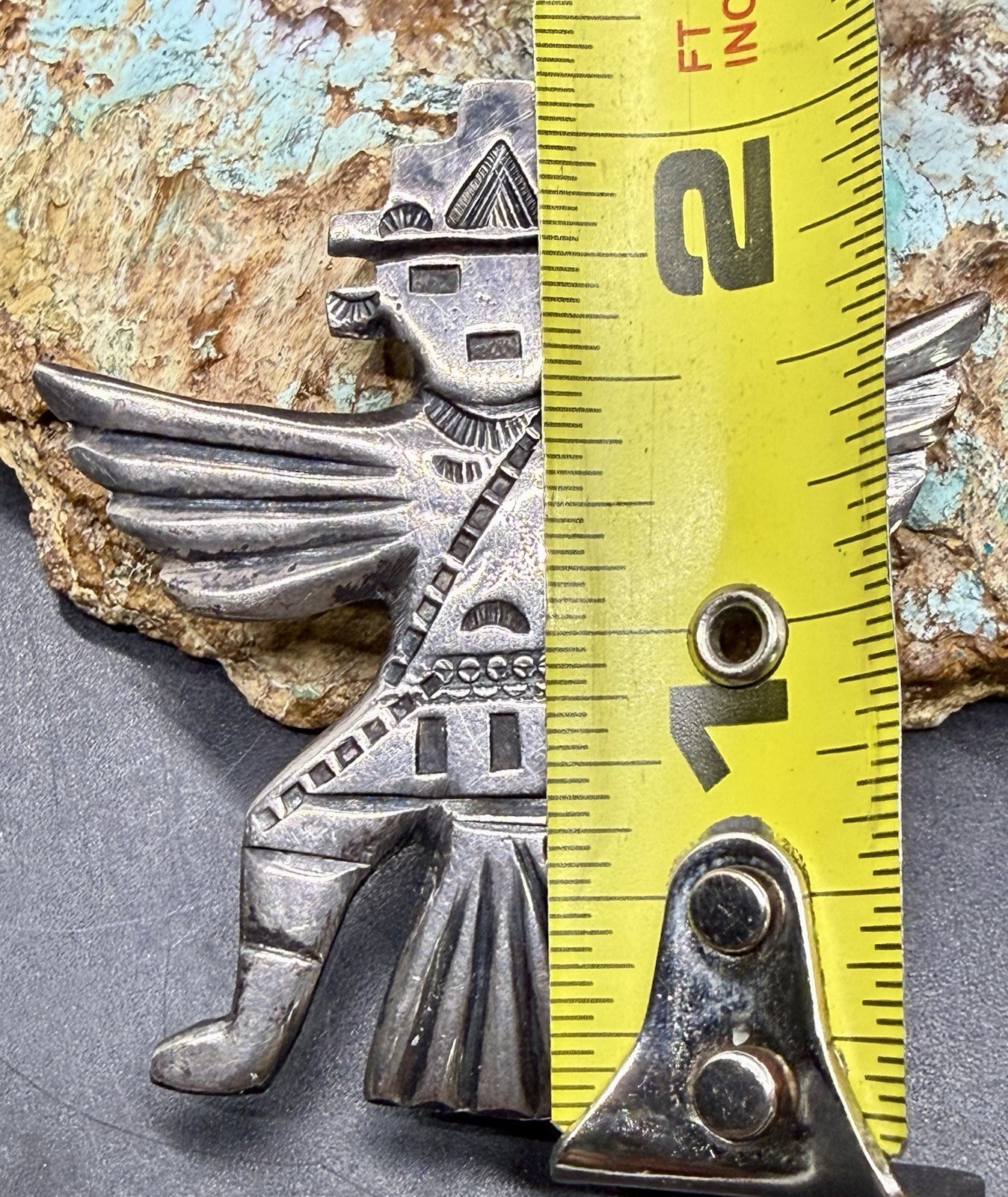 RARE 1930-40’s “U.S ZUNI 1” Signed C.G Wallace Sterling Knifewing Brooch Pin SEE