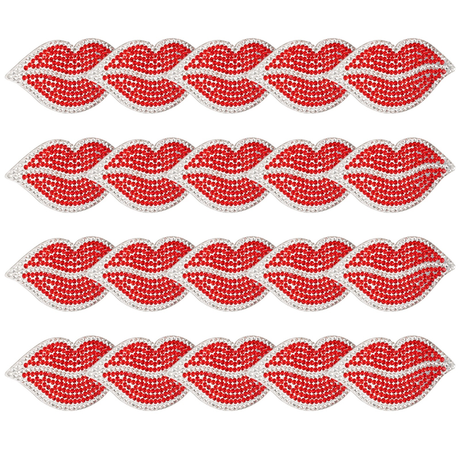 20Pcs Red Lip Rhinestones Resin Crystal Hot Pattern Clothing Decoration