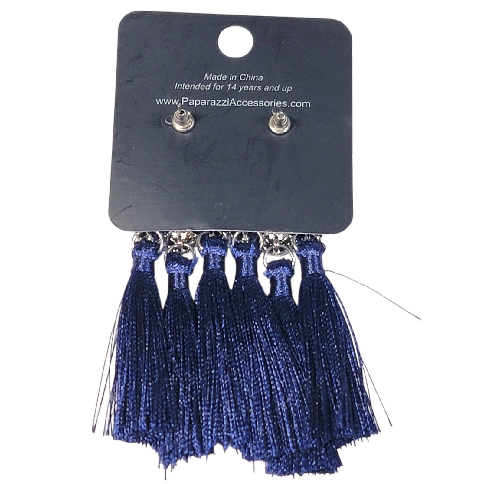 Paparazzi Taj Mahal Tourist Earrings Navy Blue Silver Tone Statement Boho Tribal