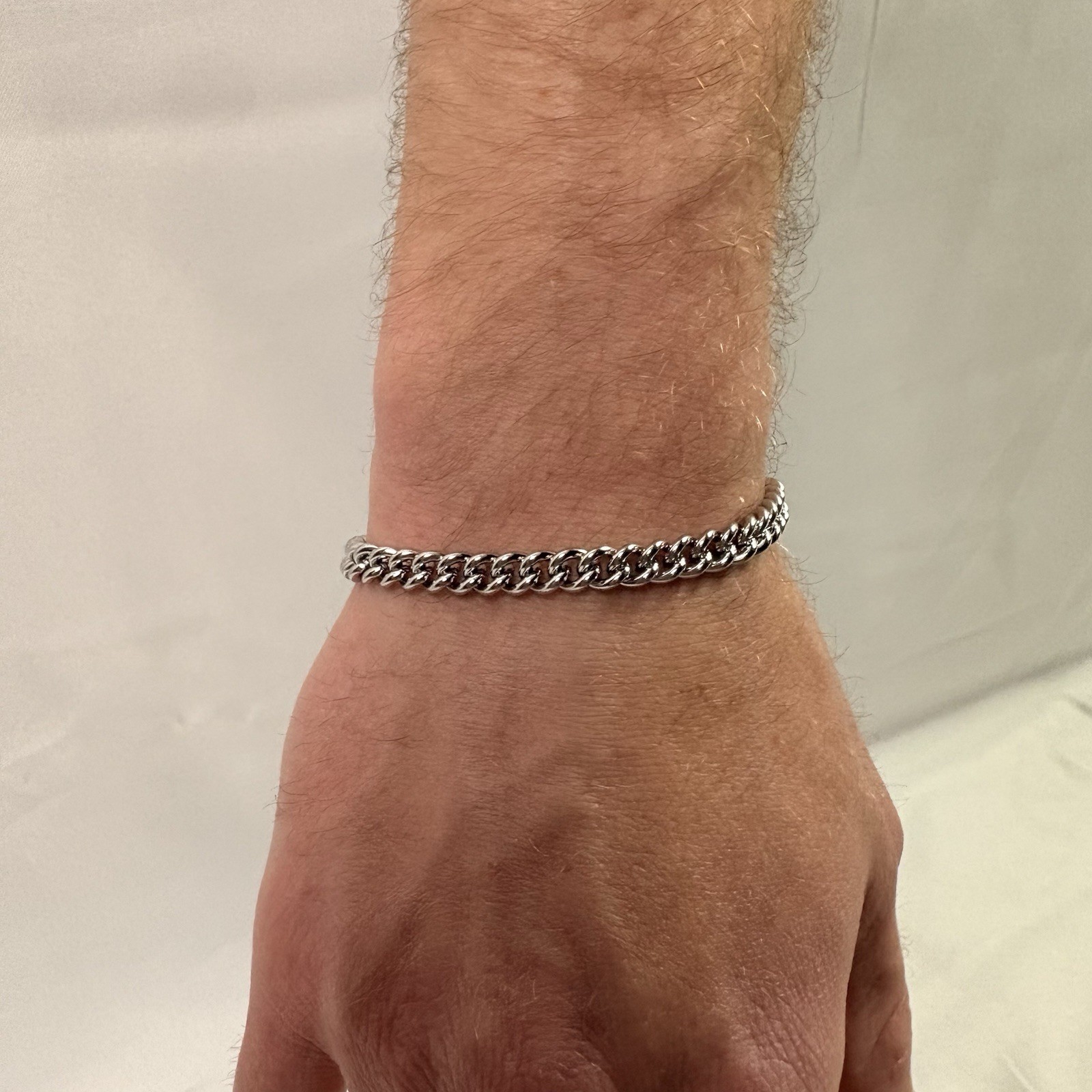 Silver Bracelet 316L Surgical Stainless Steel Curb Bracelet 6mm 8” + 2” Extender