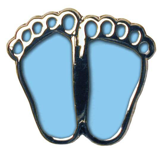 Precious Feet, Blue Fill/Nickel, Fetal Bookmark Jewelry, Lapel Pin