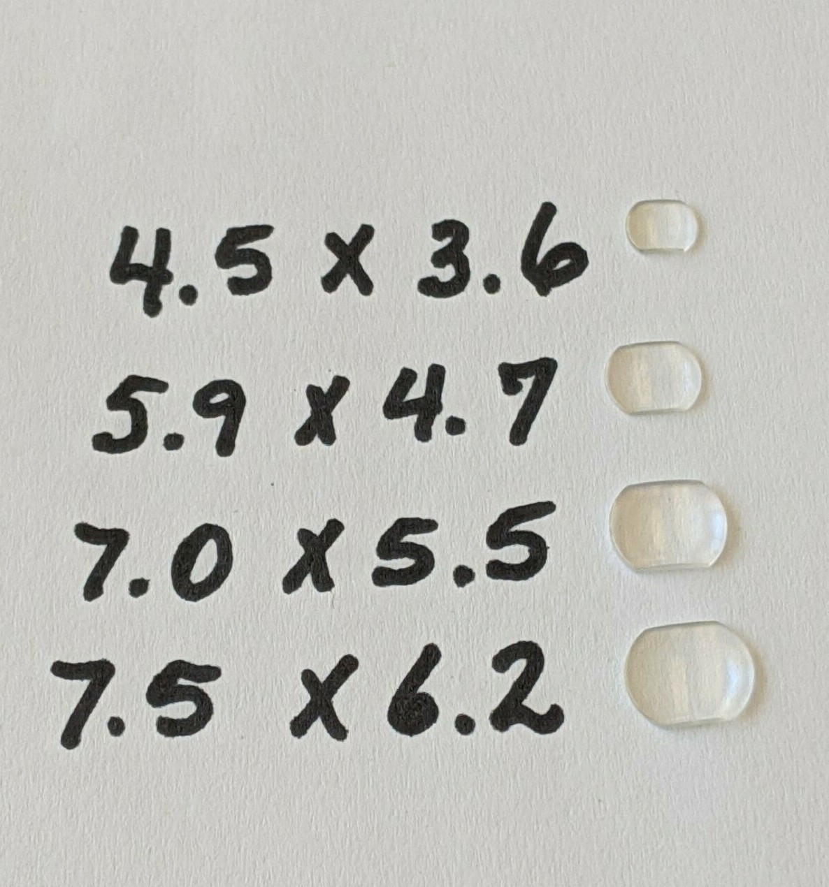 Watch Crystal Glass Date Magnifiers Rectangular x 1 piece sizes listed below