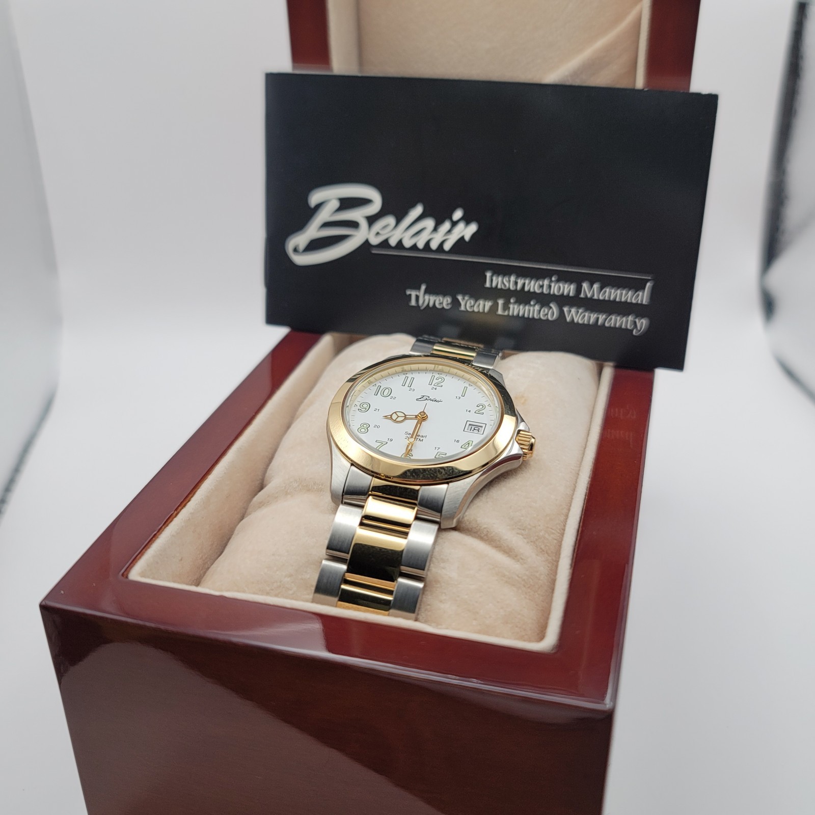 Belair Seapearl 20 ATM Two Tone Swiss Quartz Mens Watch Ref 715 Box & Papers