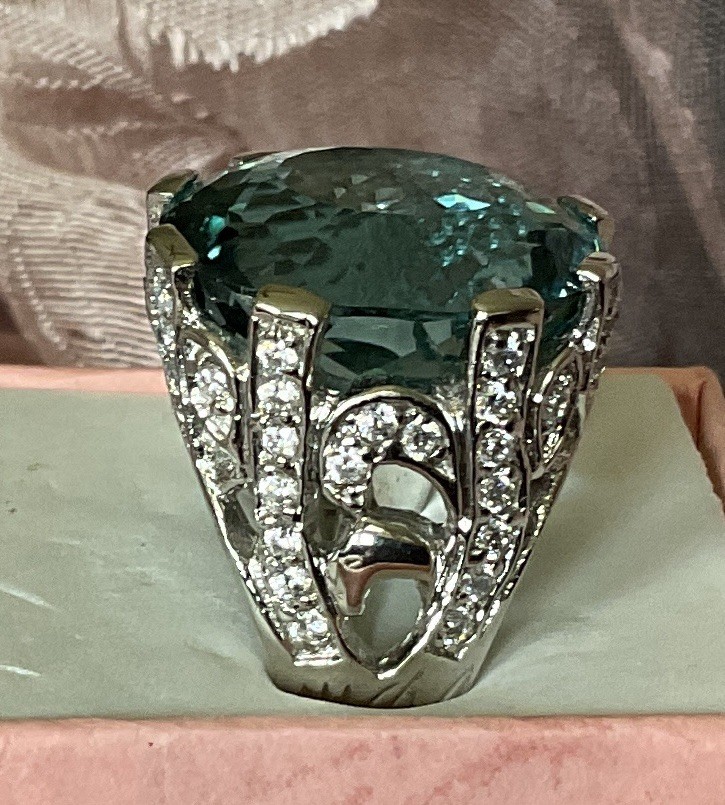 LONDON BLUE TOPAZ RING – 20X18mm Or Approx 32.5ctw – Lab Created – .925 SS !!!