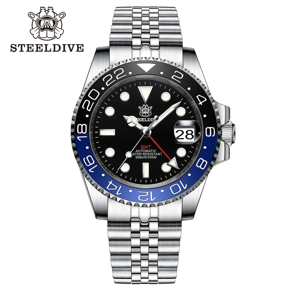 STEELDIVE SD1993 Mens GMT Automatic Dive Watch Steel Popular