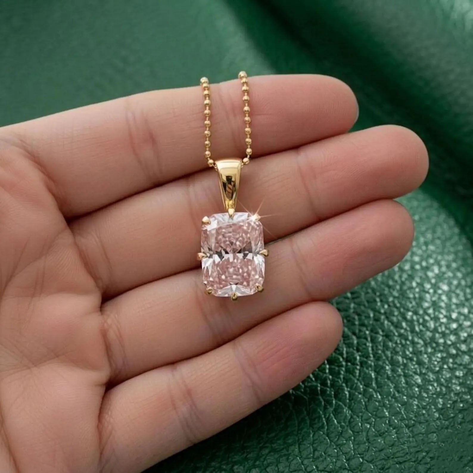 RARE 6.65 Ct Pink Treated Diamond Solitaire Pendant in 925 Silver Certified