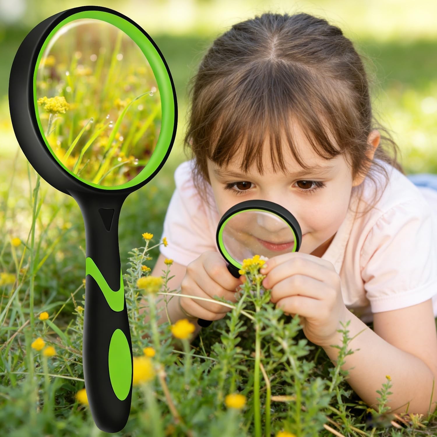 2 Pack 75Mm 10X Handheld Magnifying Glass,Rubber Reading Magnifier for Kids S…