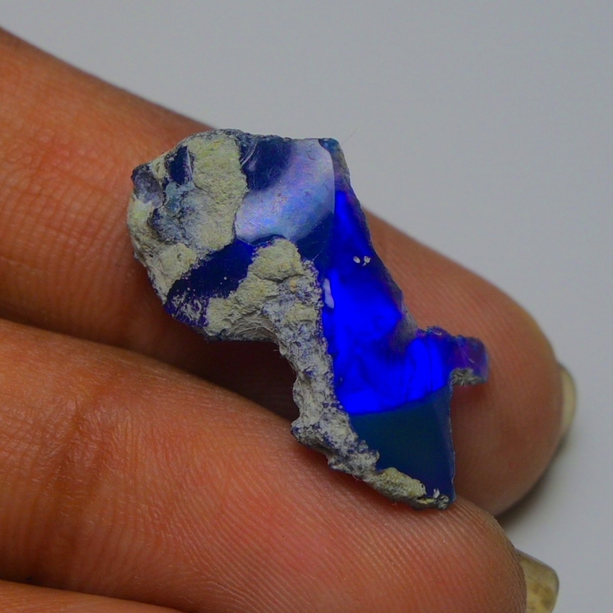 Blue Ethiopian Opal Rough 6.45 cts Smoked Black Opal Raw, Fire Opal