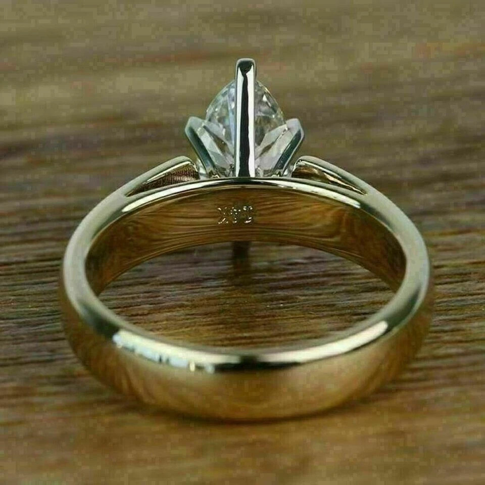 2Ct Marquise Lab Created Diamond Solitaire Engagement Ring 14K White Gold Plated