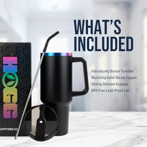 40 oz Powder Coated Traveler – Rainbow Plated 40 Ounces Black – Rainbow Plated