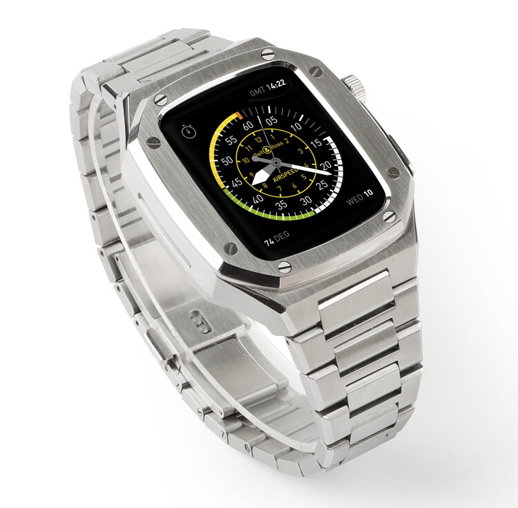 For Apple Watch Series 4/5/6/7 41/44/45mm Stainless Steel iWatch Band with Case