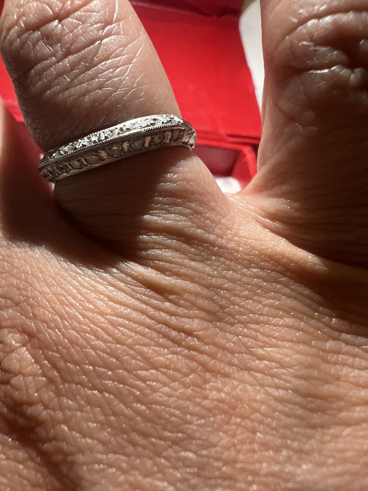 platinum art deco knife edge Double diamond contoured band ring Wedding Curved