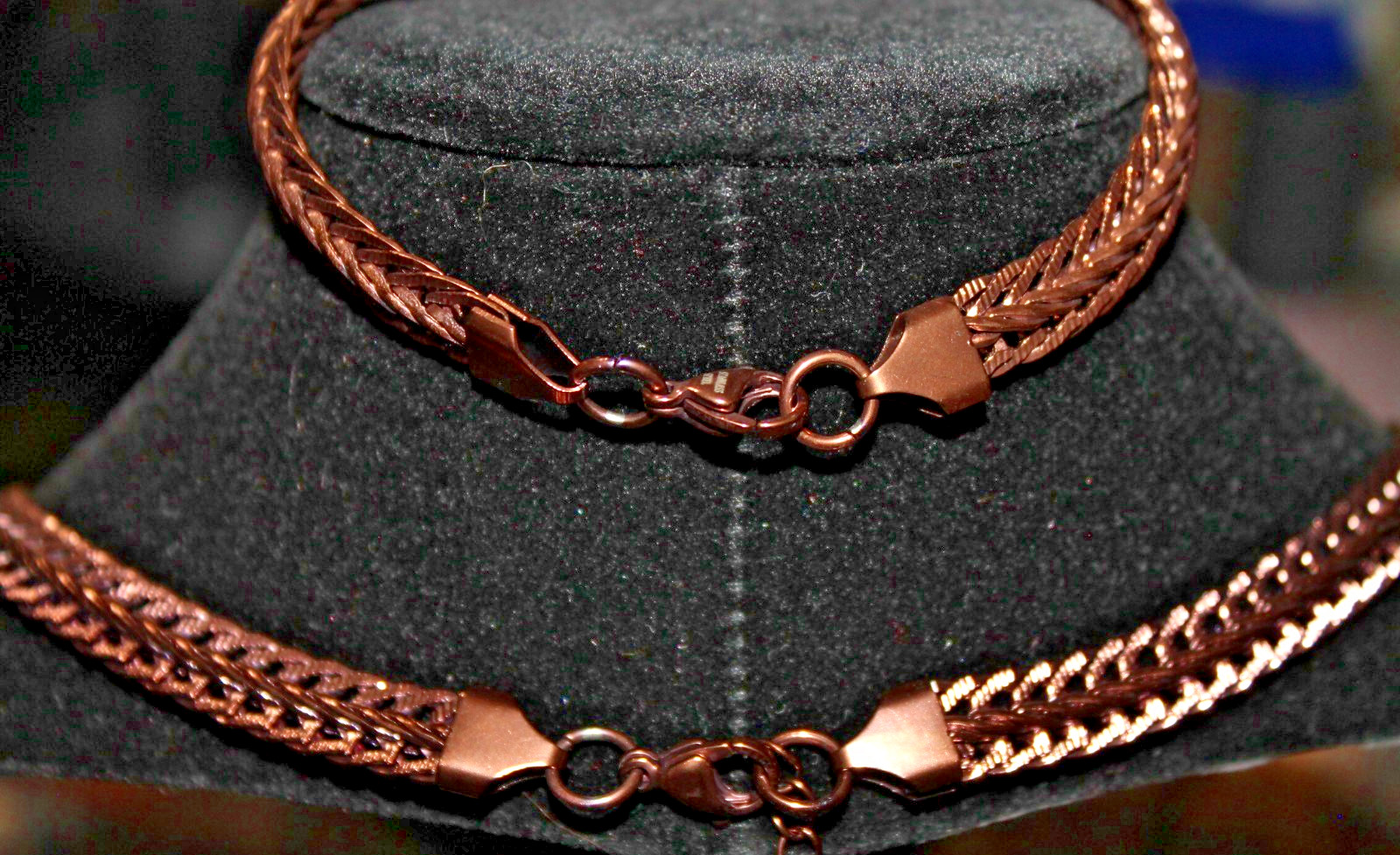 Bronze Stainless Steel Chain Necklace and Bracelet Set