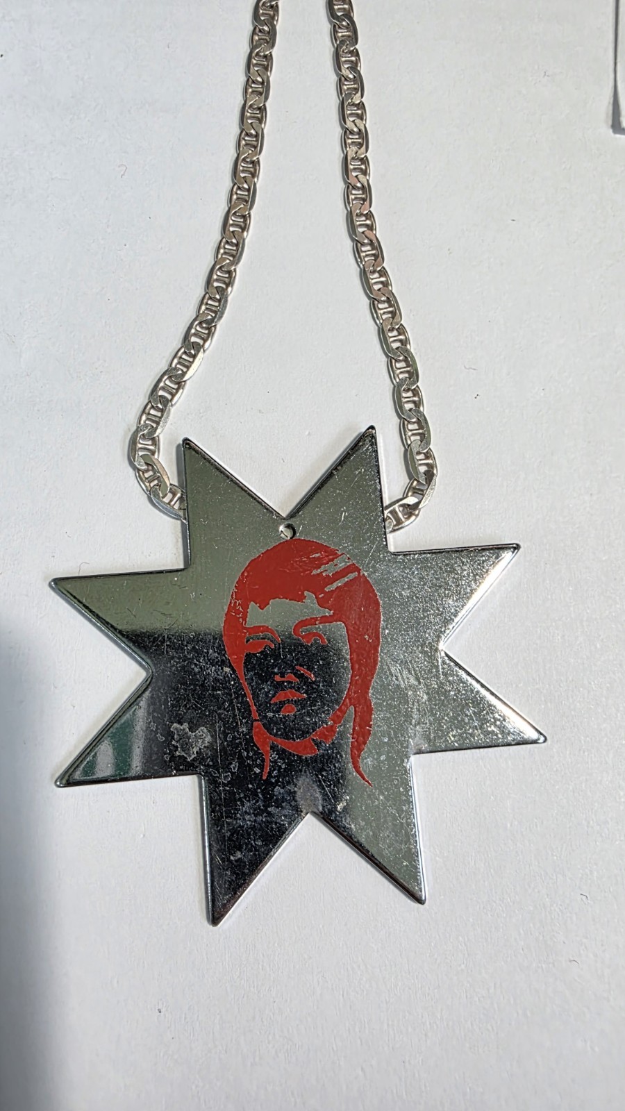 1980s Ninja Martial Arts Star Pendant – Silver Bruce Lee Image PENDANT ONLY