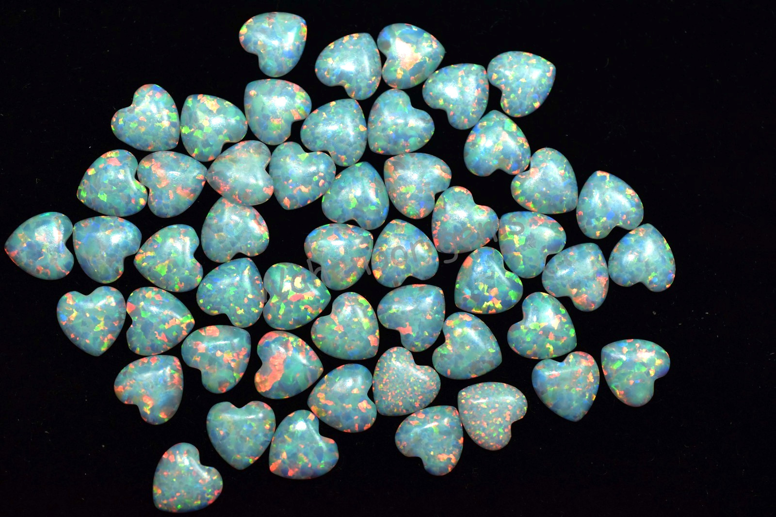 50 Pcs Natural White Fire Opal Heart Play Of Color 6.00 MM Certified Gemstone